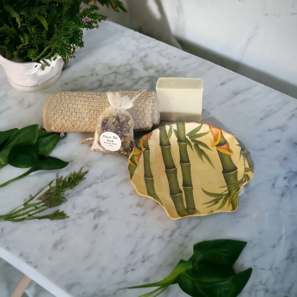 SPA Tray Bamboo Dish Soap Tea Bath Cotton Cloth Decorative Dish…